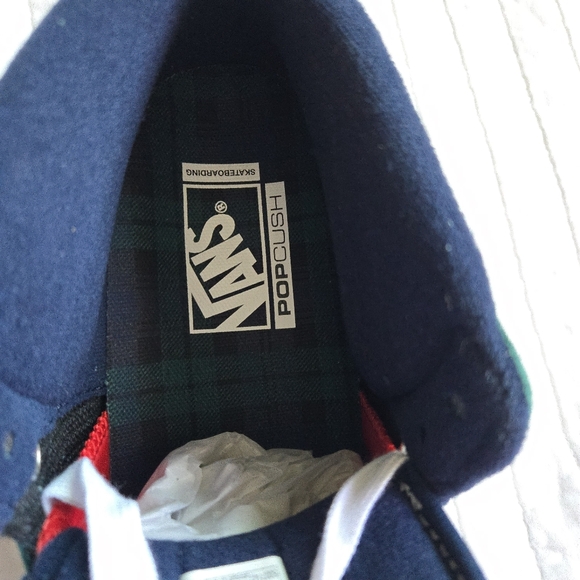 Vans Skate Half Cab Men 8.5 Mid Top Tartan Blue Green New Popcush 032026 - Picture 2 of 9